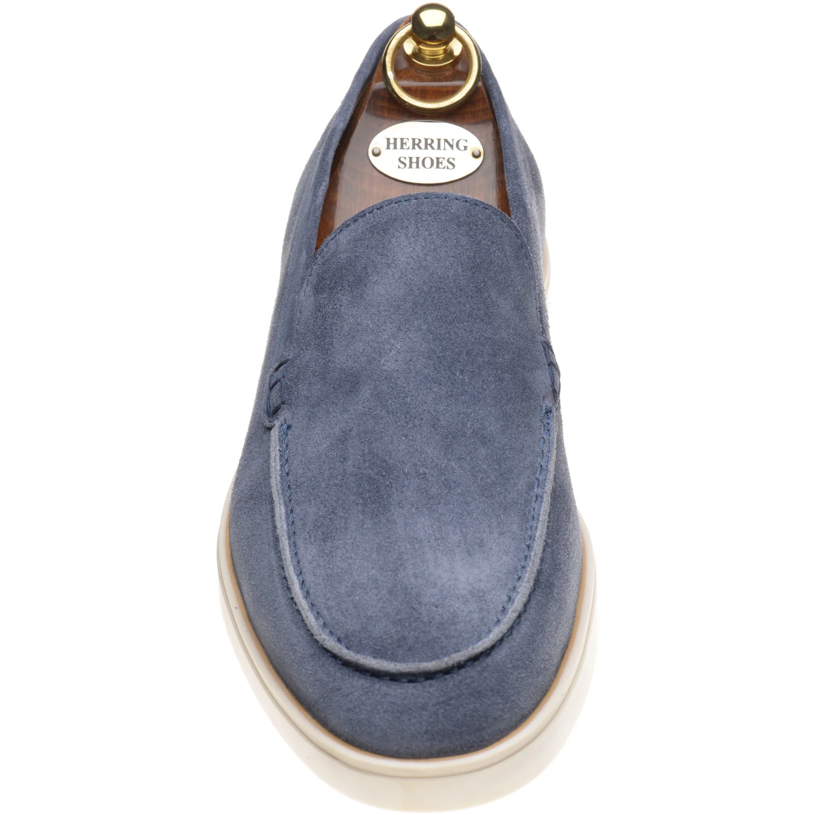 Herring Lido mens rubber-soled loafers in blue suede - Image 2