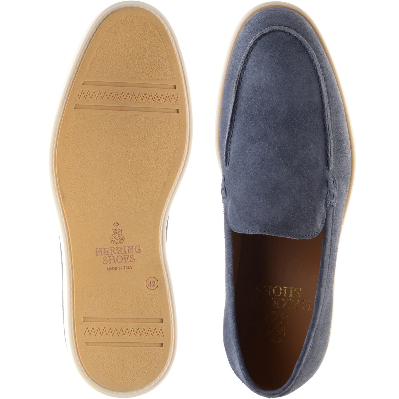 Herring Lido mens rubber-soled loafers in blue suede - Image 3