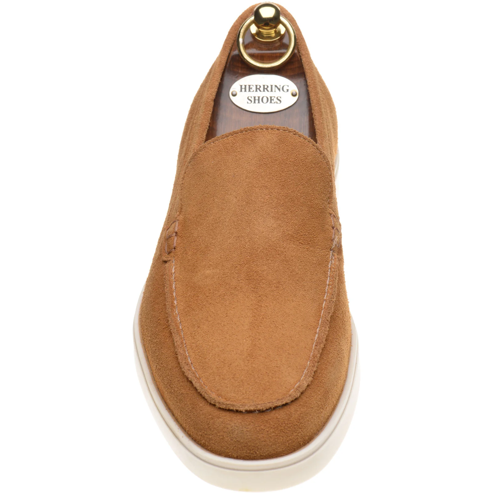 Herring Lido mens rubber-soled loafers in brown suede - Image 2