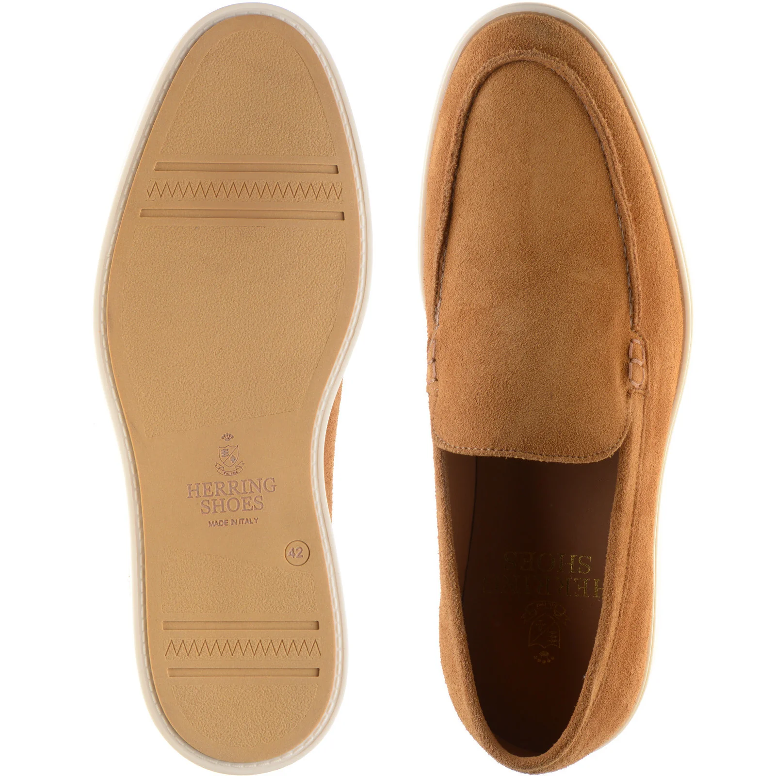 Herring Lido mens rubber-soled loafers in brown suede - Image 3
