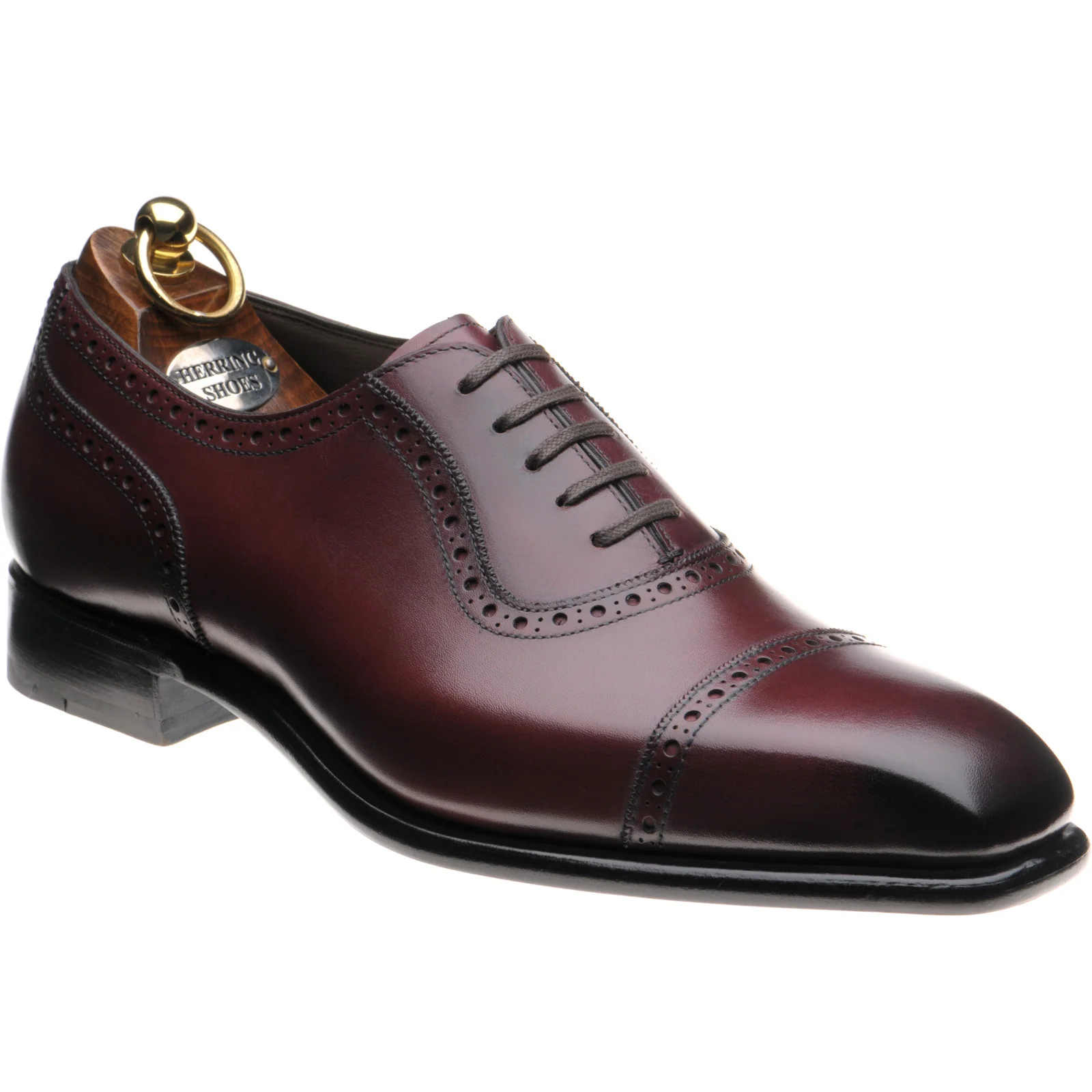 Herring Lincoln mens semi-brogues in burgundy calf