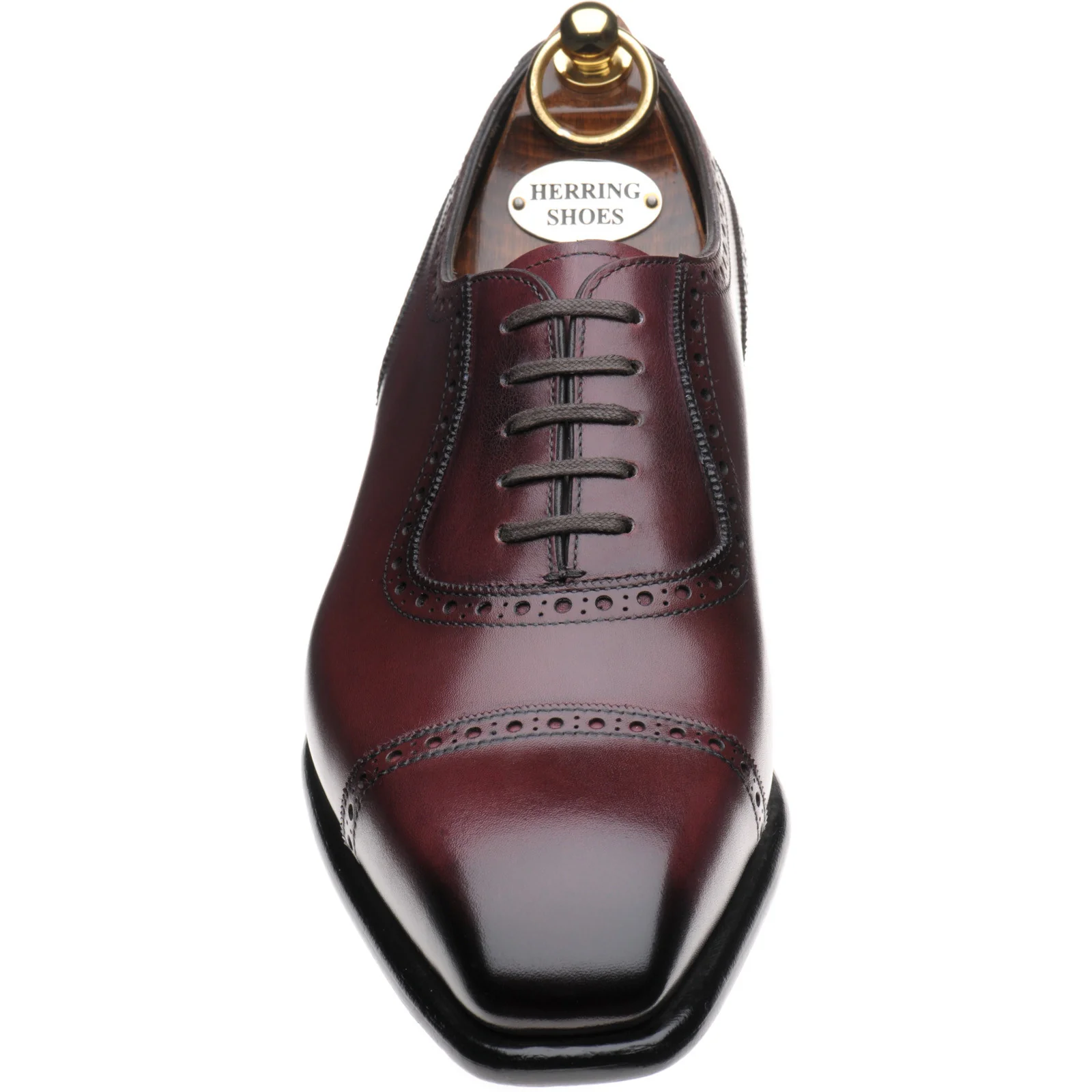 Herring Lincoln mens semi-brogues in burgundy calf - Image 2