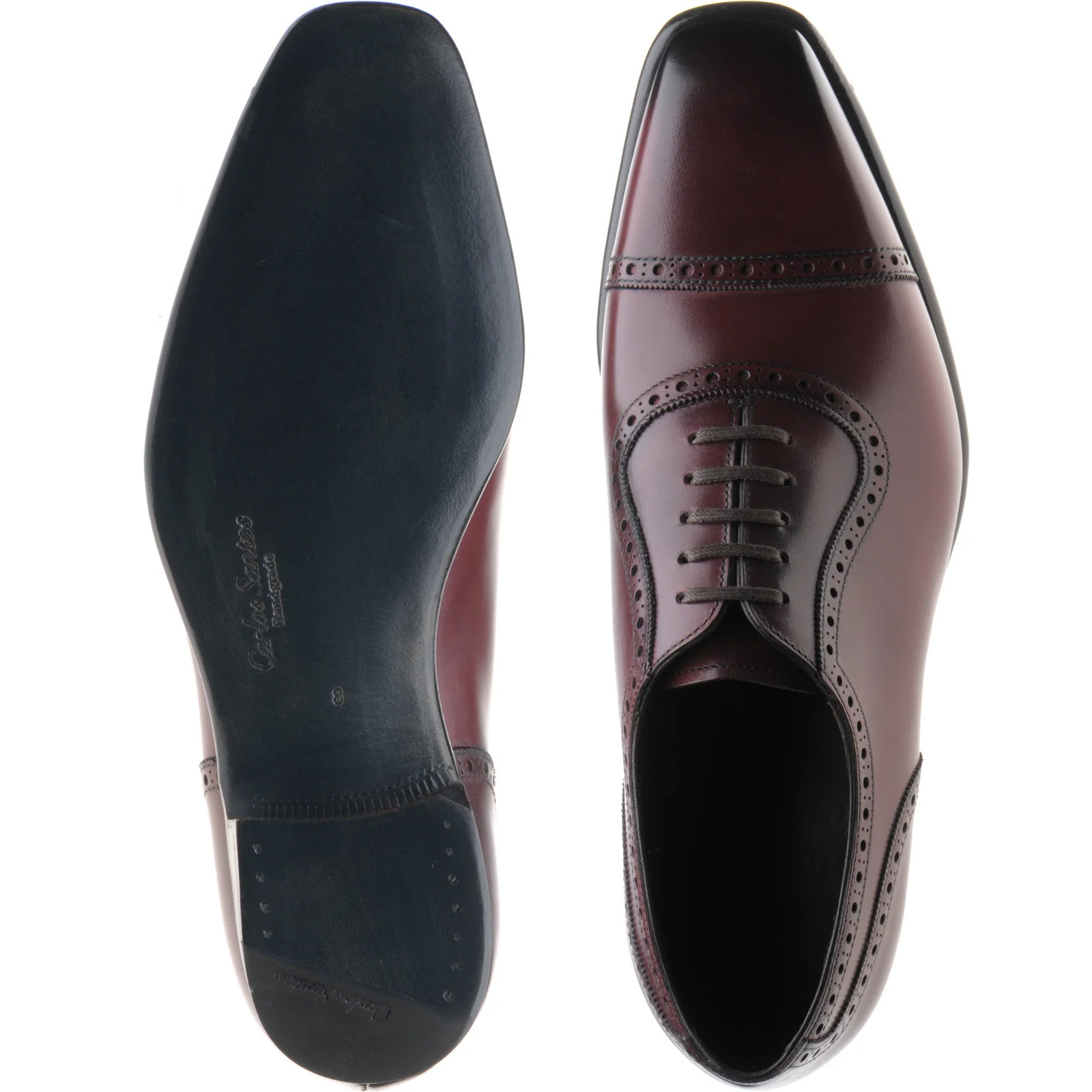 Herring Lincoln mens semi-brogues in burgundy calf - Image 3