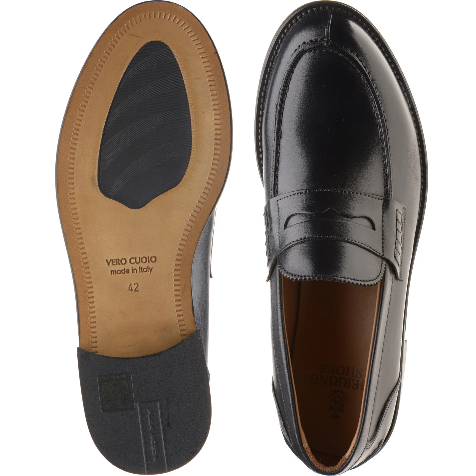 Herring Lombardo mens hybrid-soled loafers in black calf - Image 3