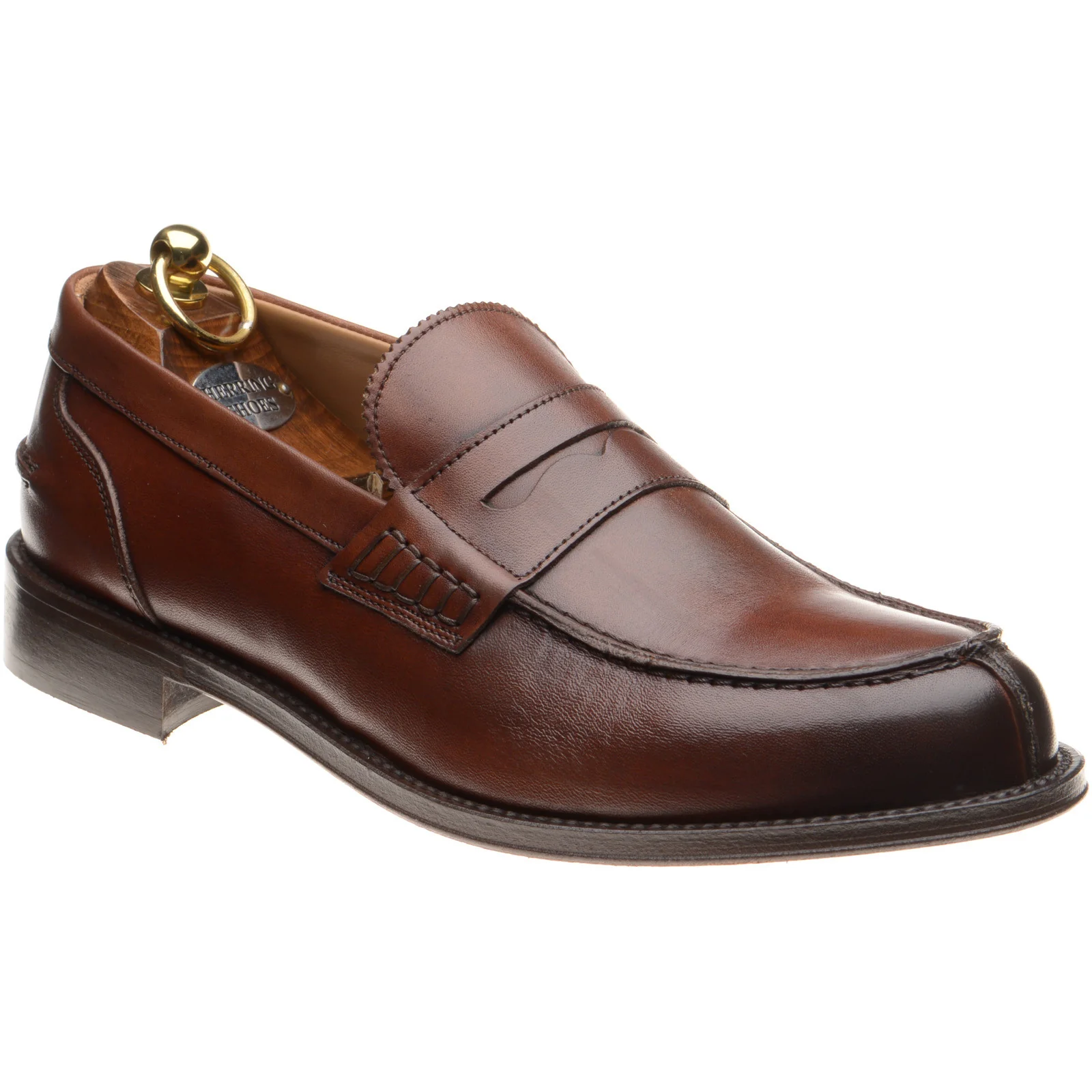 Herring Lombardo mens hybrid-soled loafers in brown calf (second)