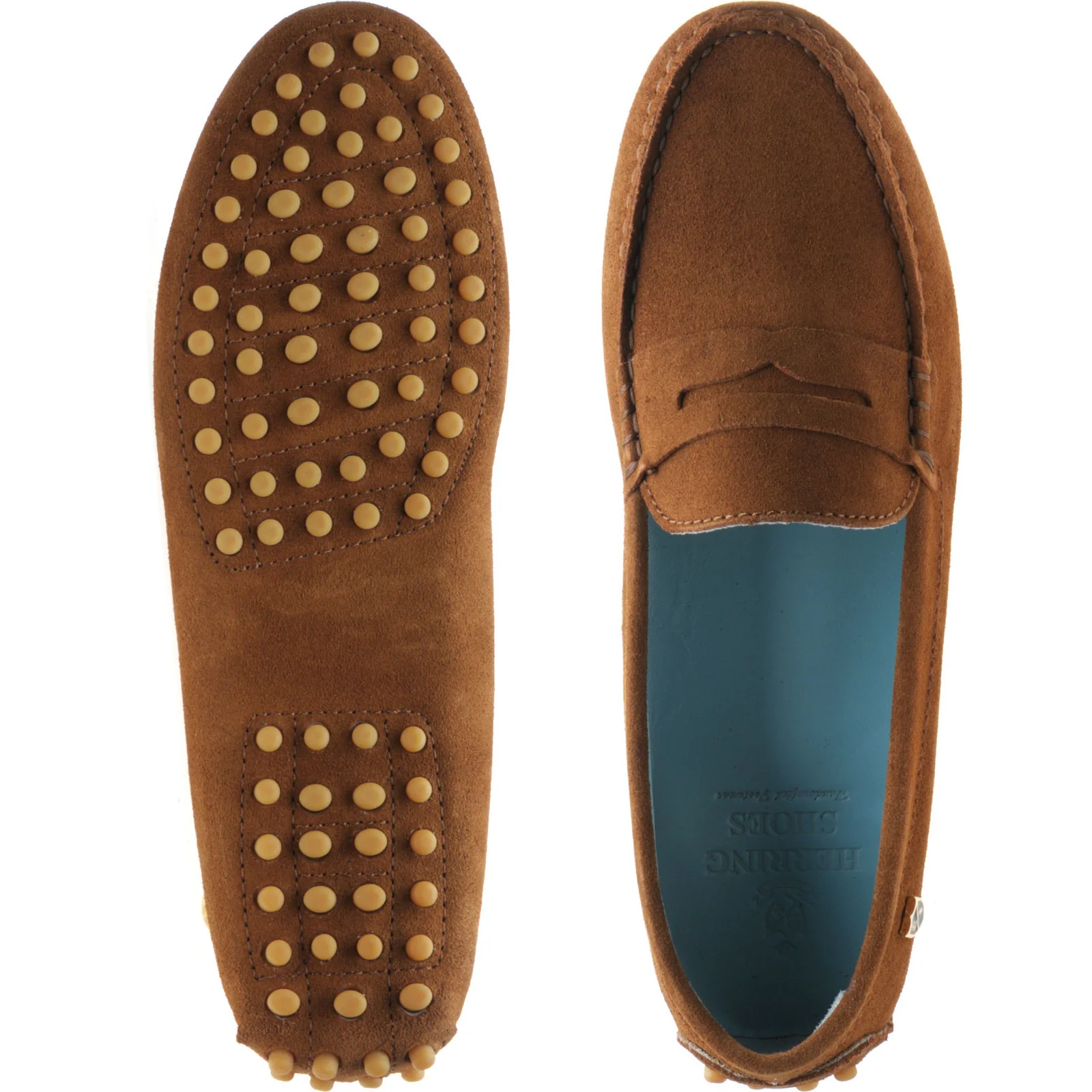 Herring Louisa ladies rubber-soled driving moccasins in cognac suede - Image 3