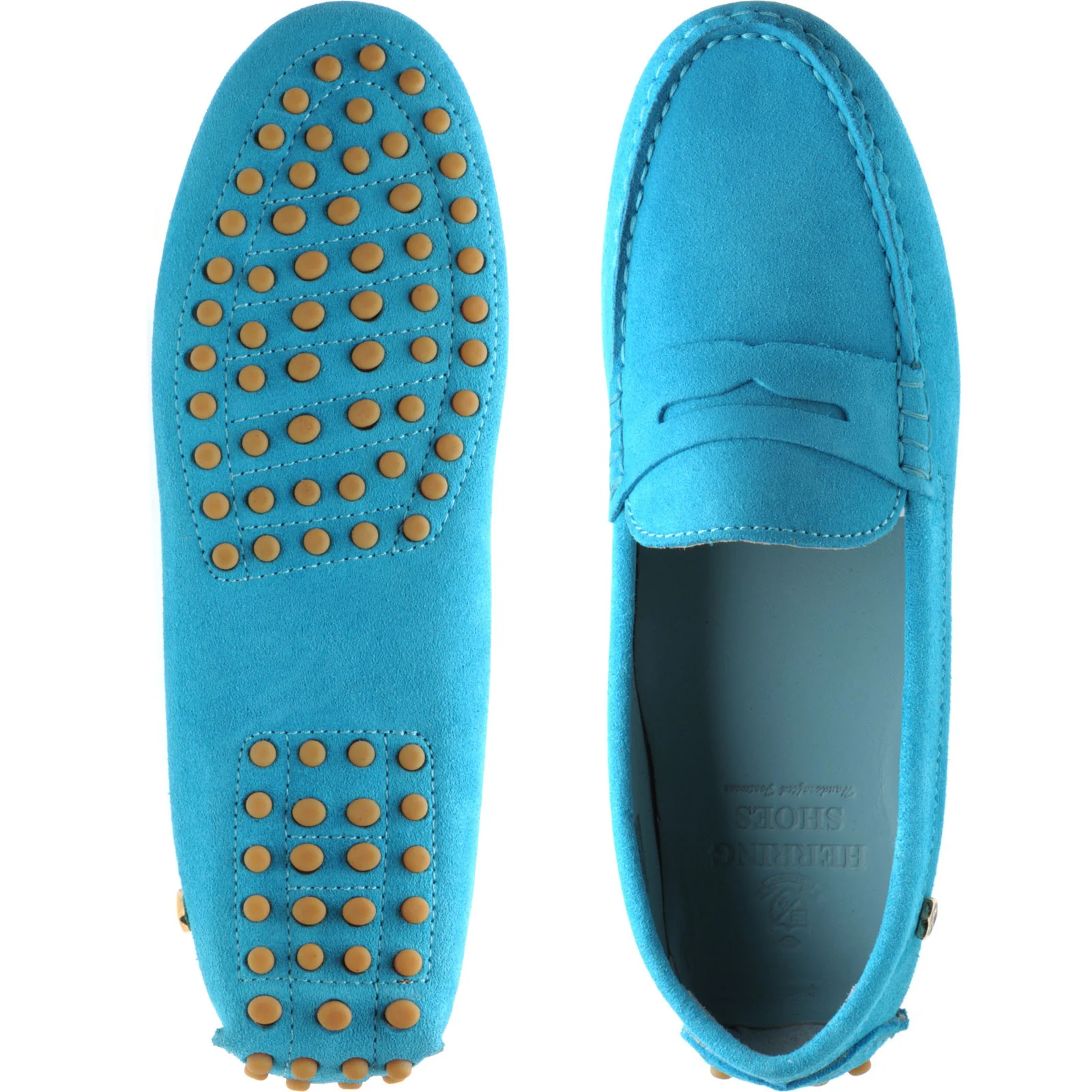 Herring Louisa ladies rubber-soled driving moccasins in turquoise suede - Image 3