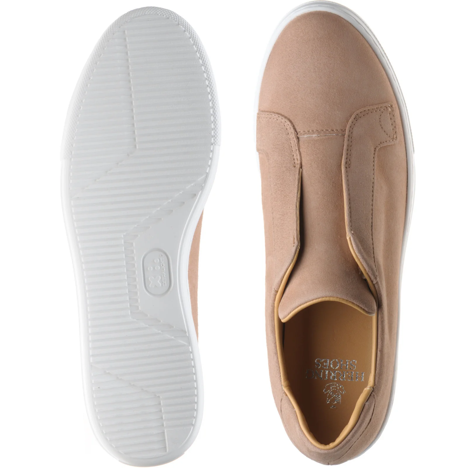 Herring Lugano ladies rubber-soled trainers in biscuit suede - Image 3