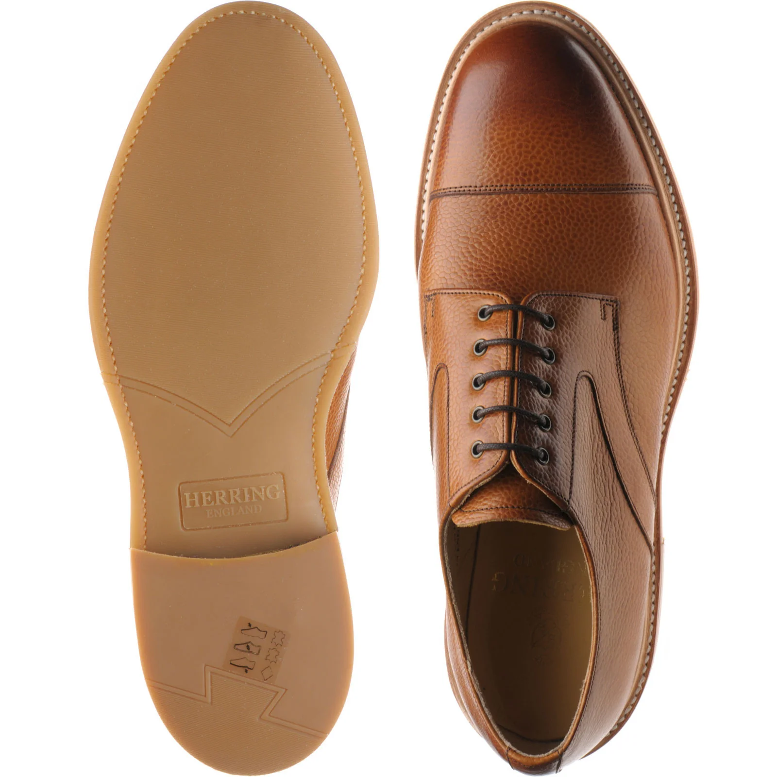 Herring Marlborough mens rubber-soled Derby shoes in cedar grain - Image 3