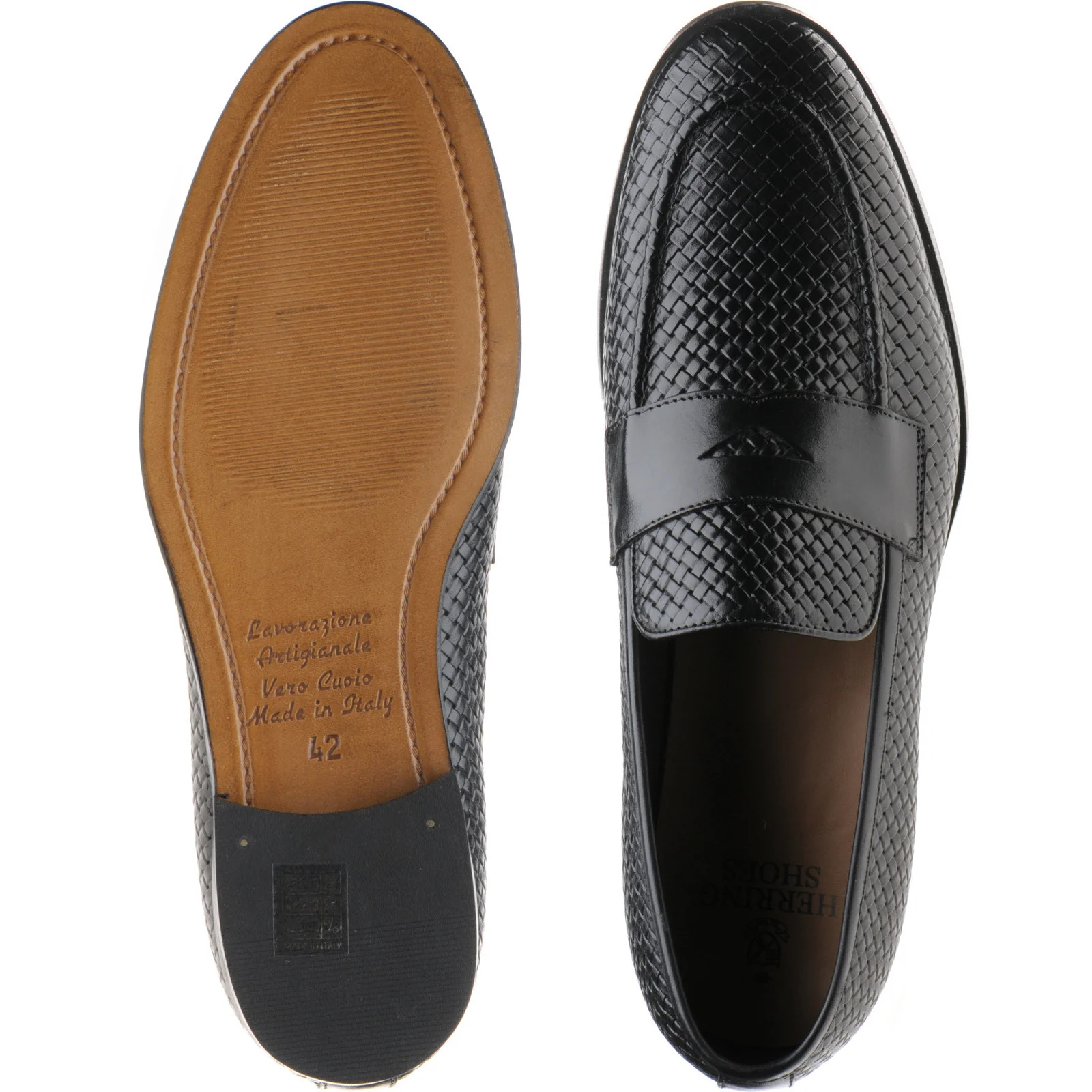 Herring Marmi mens loafers in black calf - Image 3