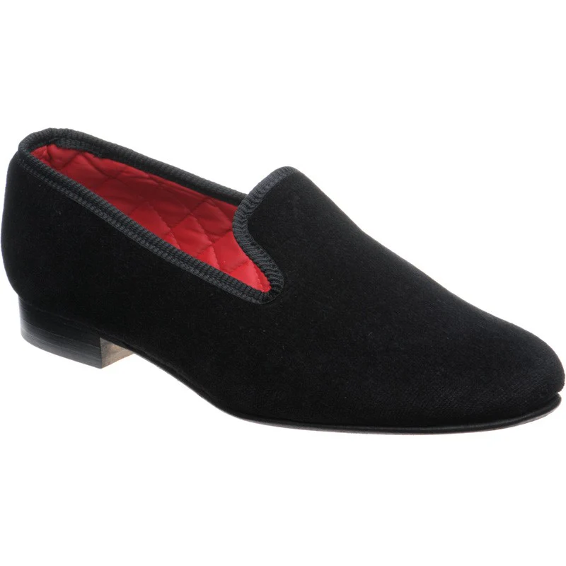 Herring Marquis mens house shoes in black velvet (second)