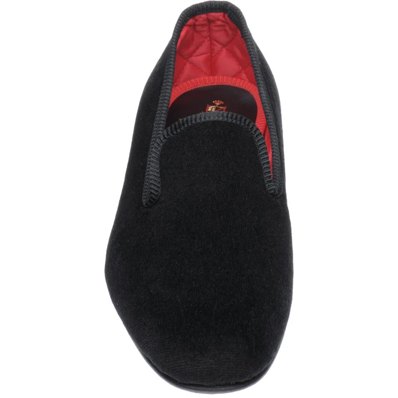 Herring Marquis mens house shoes in black velvet (second) - Image 2