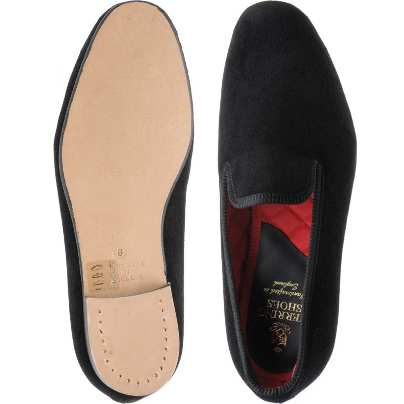 Herring Marquis mens house shoes in black velvet (second) - Image 3