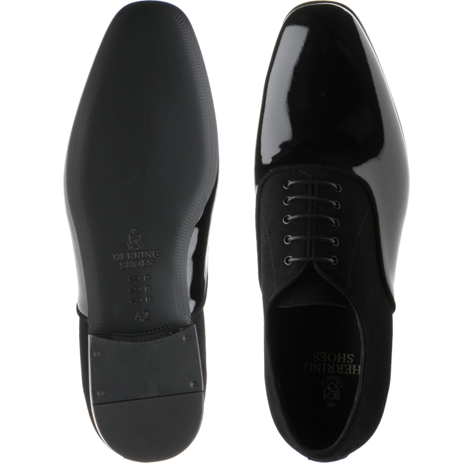Herring Martin mens Oxfords in black patent and suede - Image 3