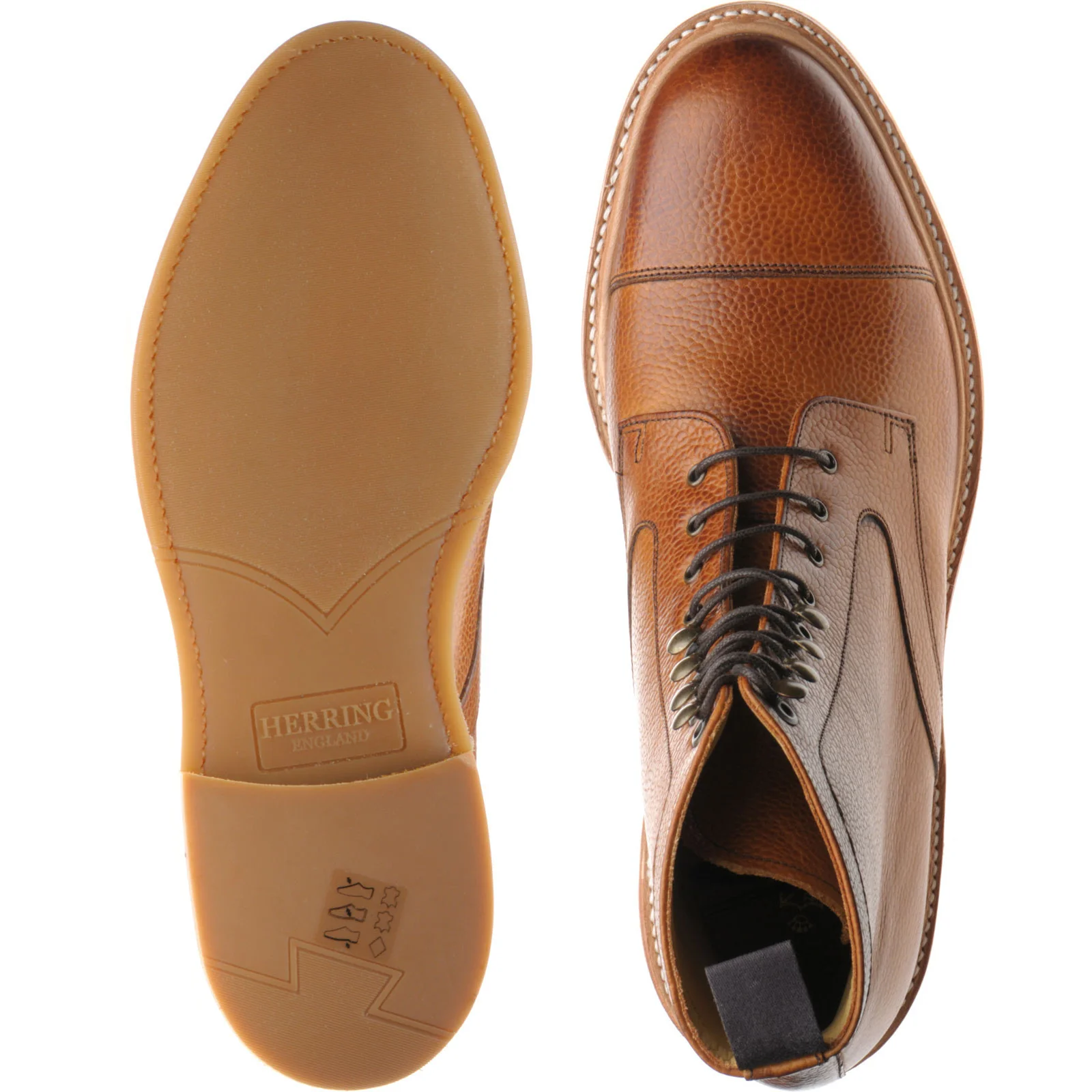 Herring Melksham mens rubber-soled boots in cedar grain - Image 3