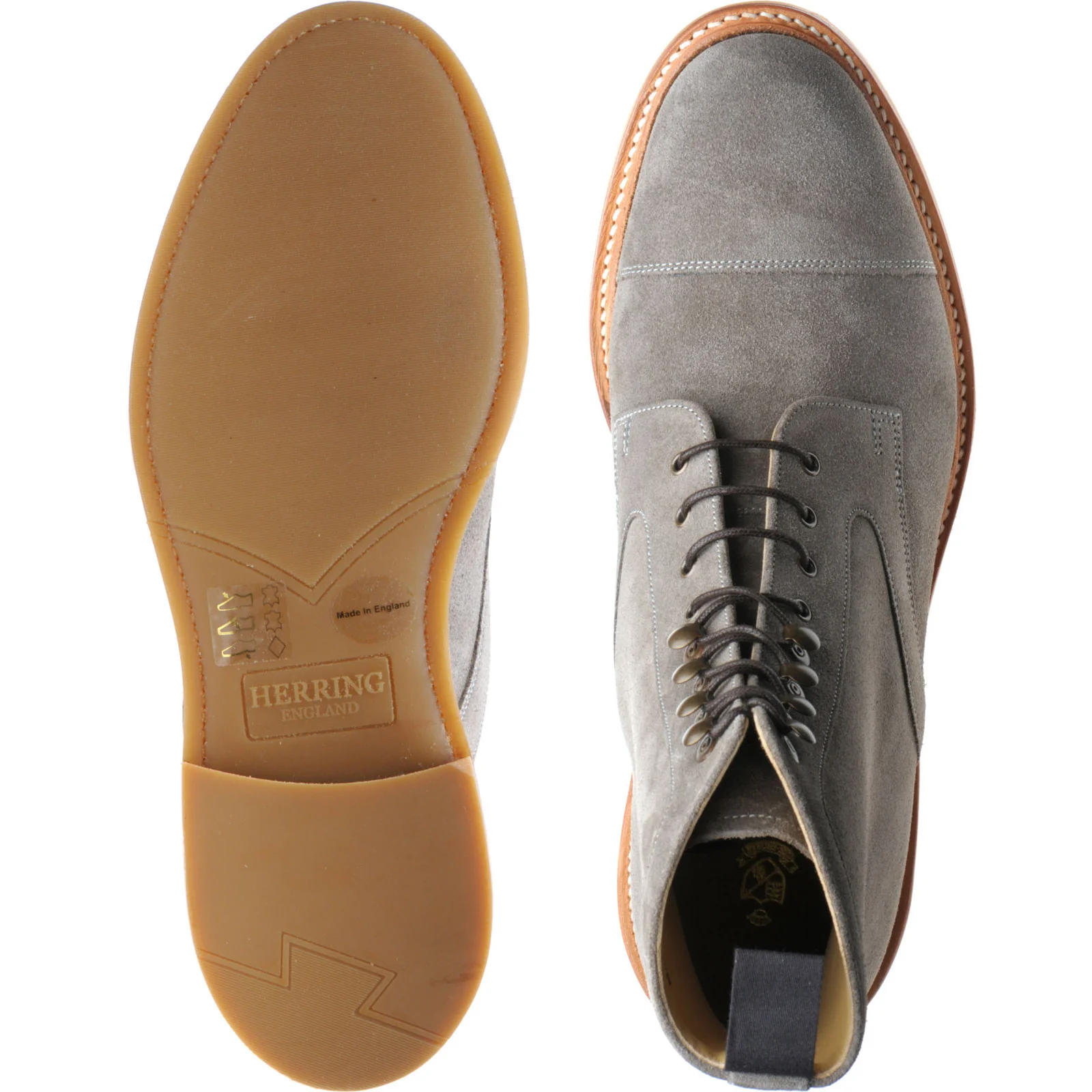 Herring Melksham mens rubber-soled boots in taupe suede - Image 3