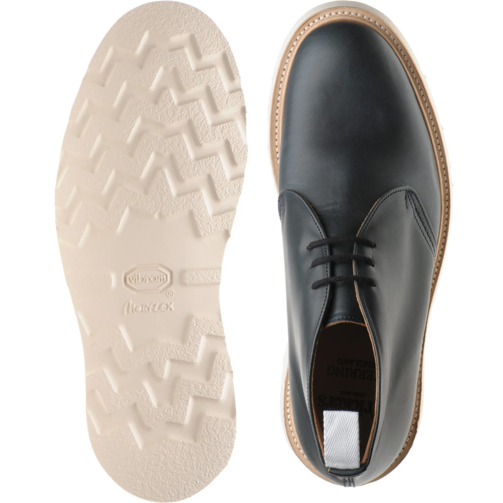 Herring Mike Horween mens rubber-soled Chukka boots in navy chromexcel - Image 3