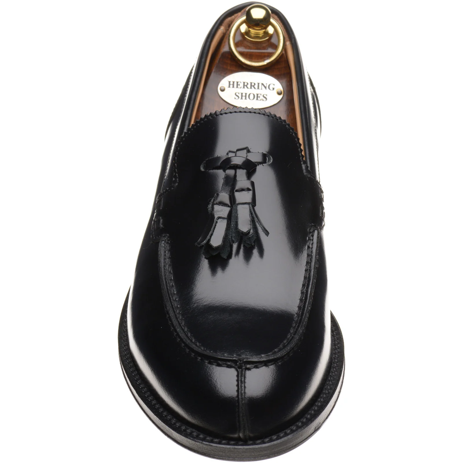Herring Milano mens hybrid-soled tasselled loafers in black polished - Image 2