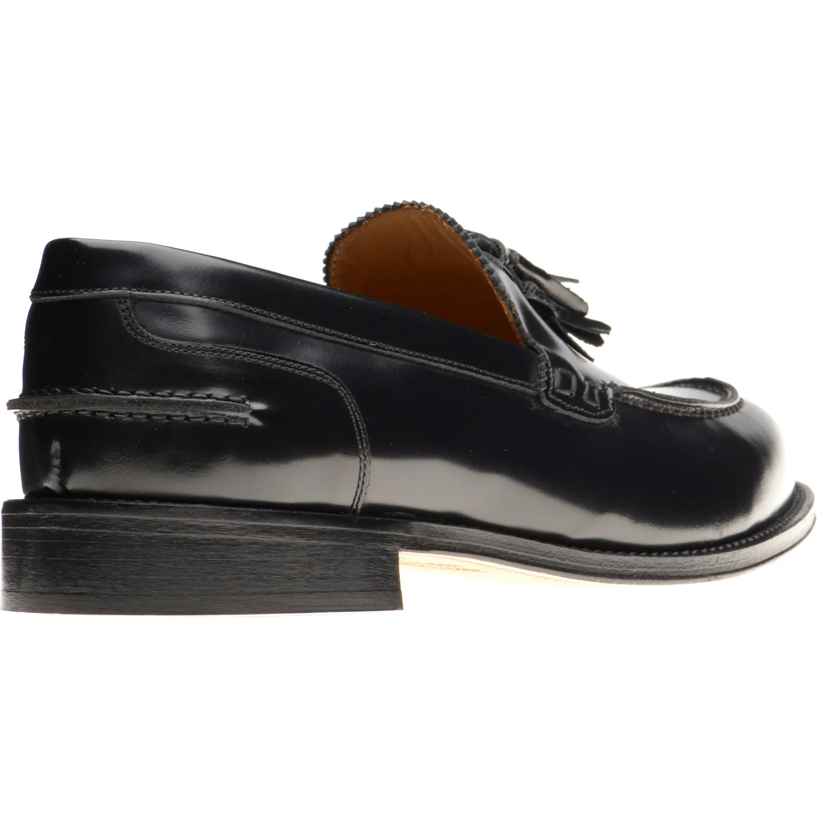 Herring Milano mens hybrid-soled tasselled loafers in black polished - Image 4