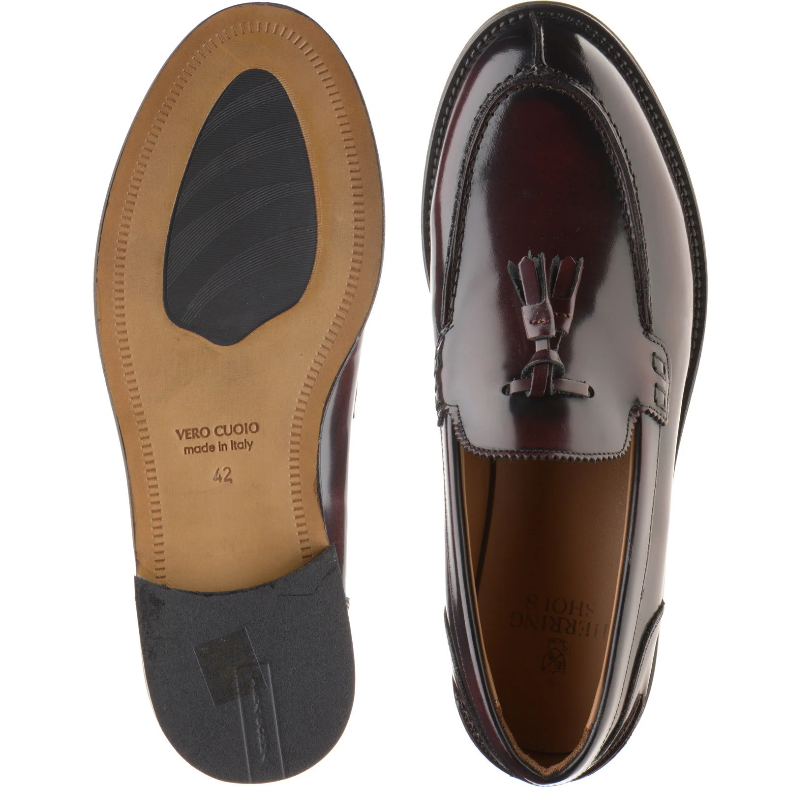 Herring Milano mens hybrid-soled tasselled loafers in burgundy polished - Image 3