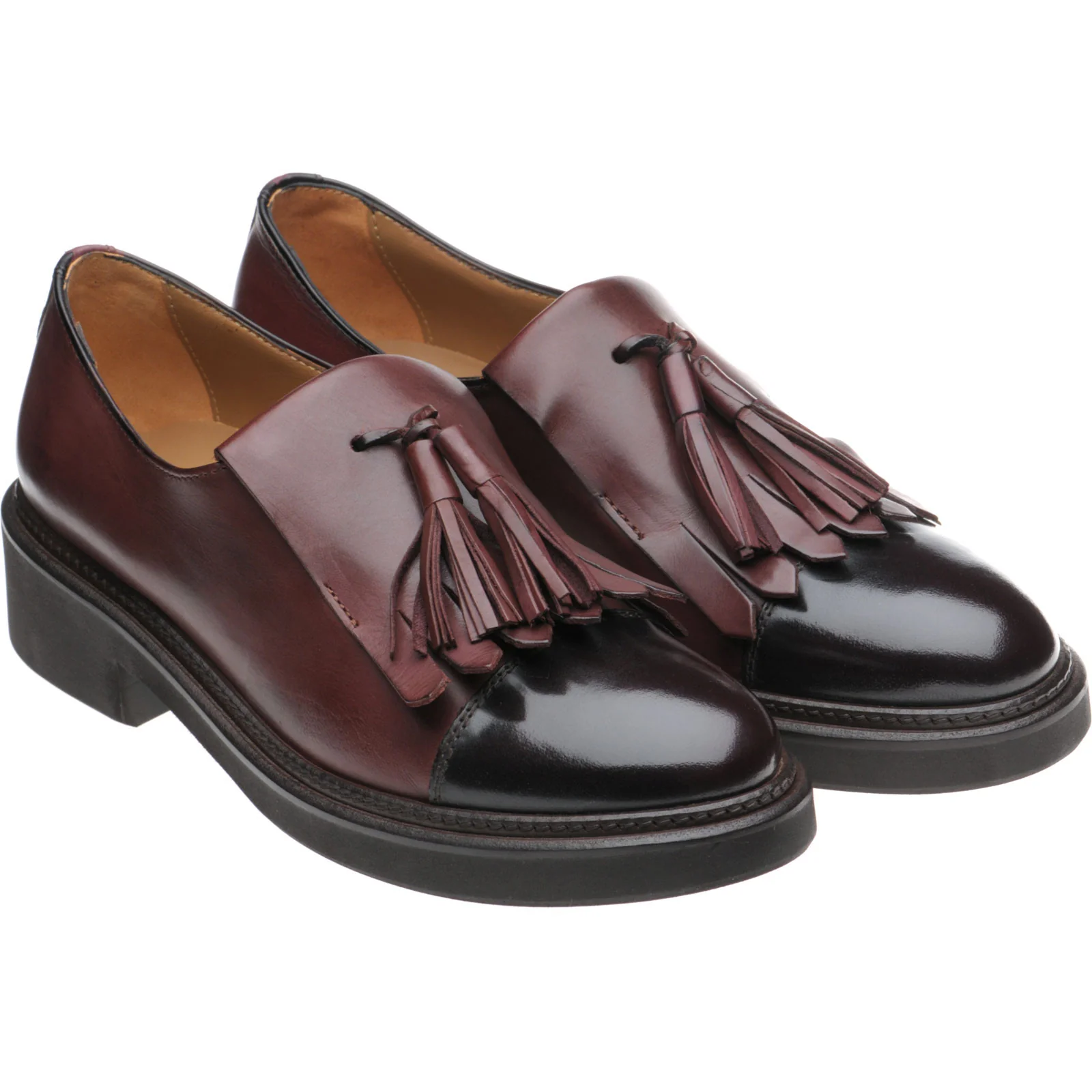 Herring Miranda ladies rubber-soled tasselled loafers in burgundy calf and polished