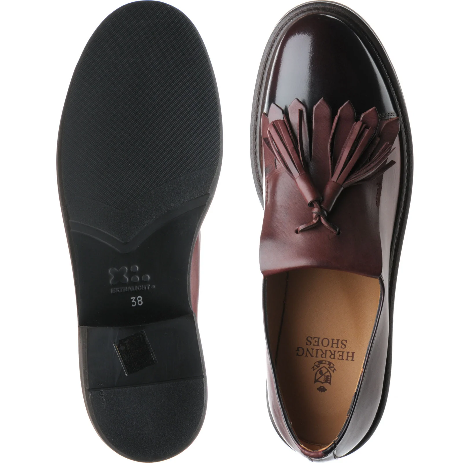 Herring Miranda ladies rubber-soled tasselled loafers in burgundy calf and polished - Image 3