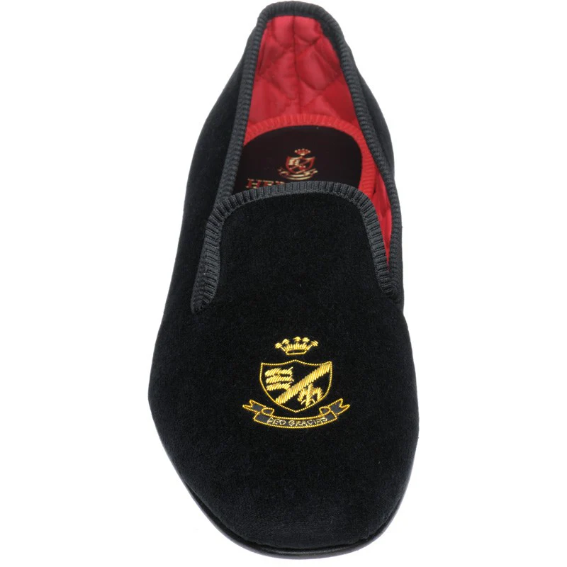Herring Monarch mens house shoes in black velvet - Image 2