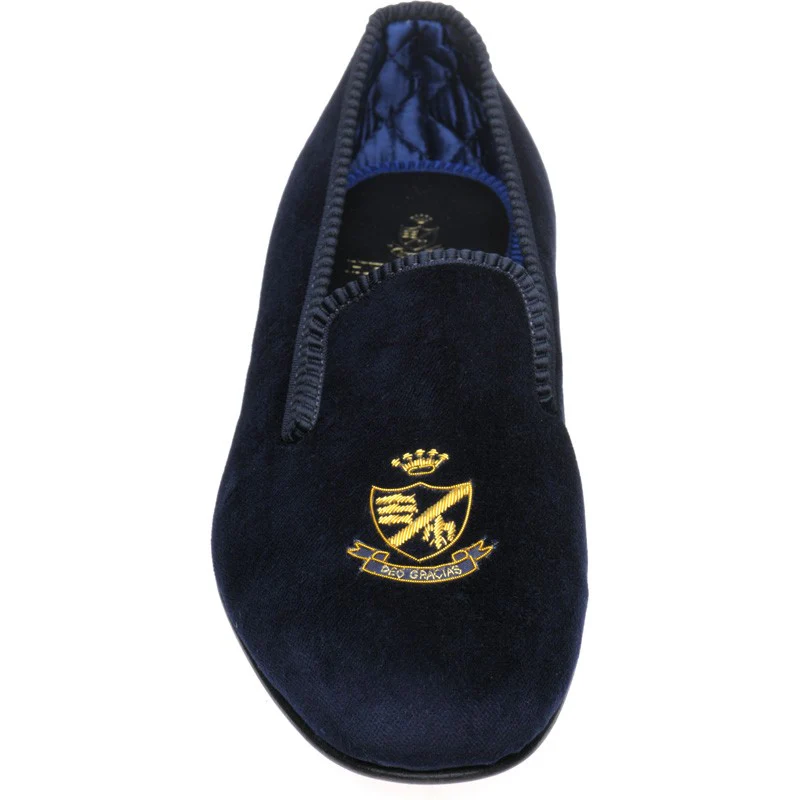 Herring Monarch mens house shoes in navy velvet - Image 2