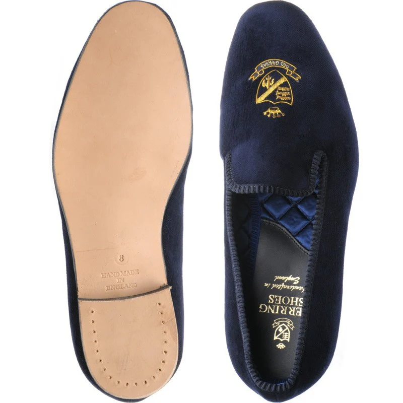 Herring Monarch mens house shoes in navy velvet - Image 3
