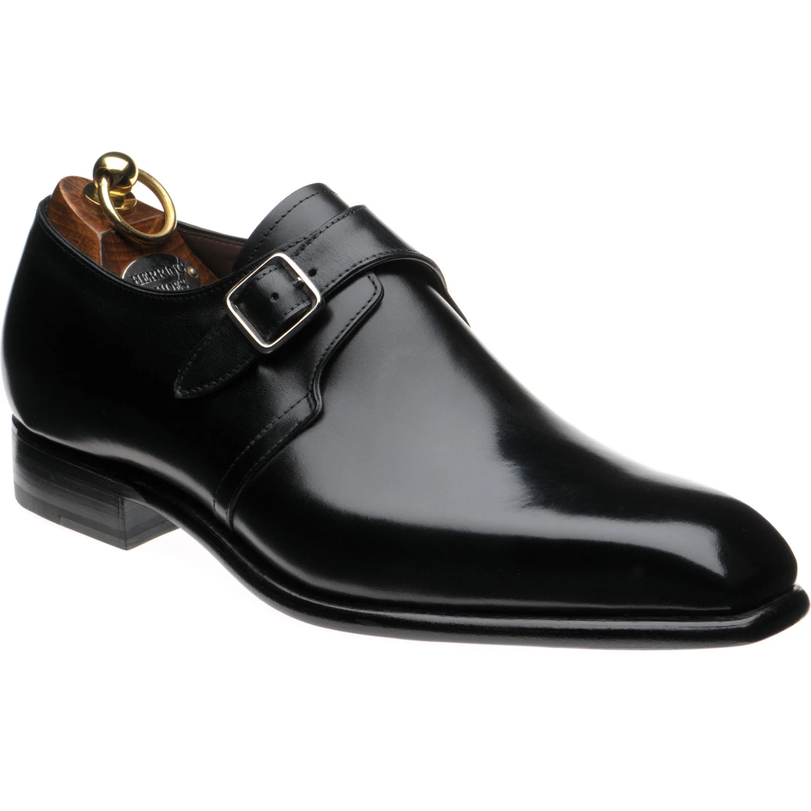 Herring Monkwell mens monk shoes in black calf (second)