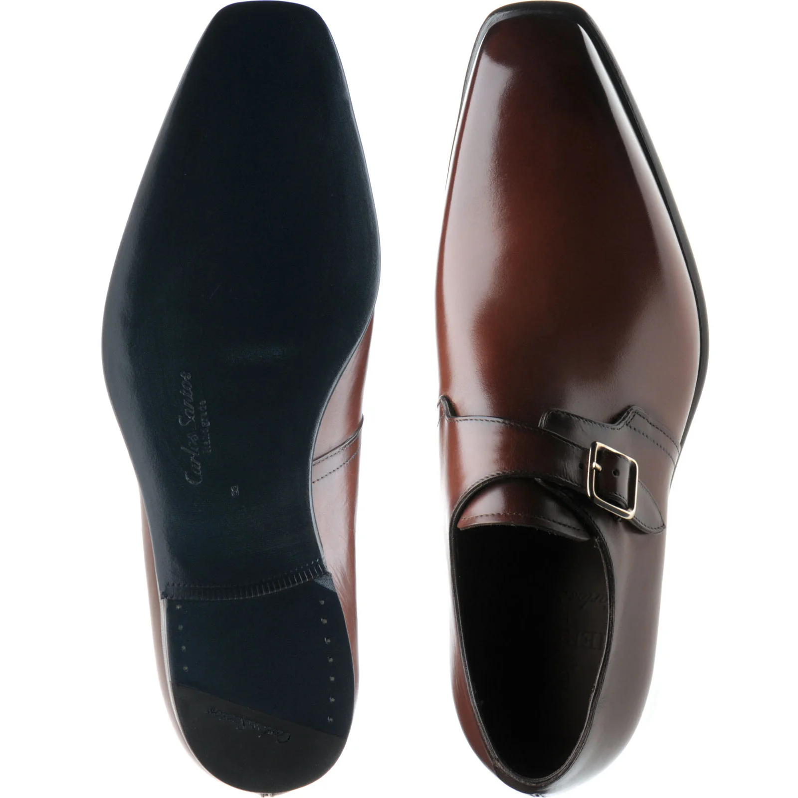 Herring Monkwell mens monk shoes in dark brown calf - Image 3