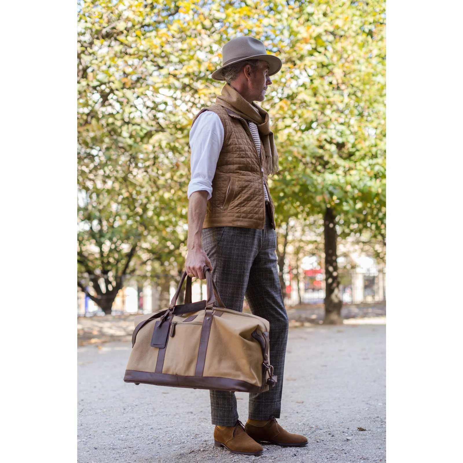Herring Montgomery Holdall in brown and khaki - Image 7