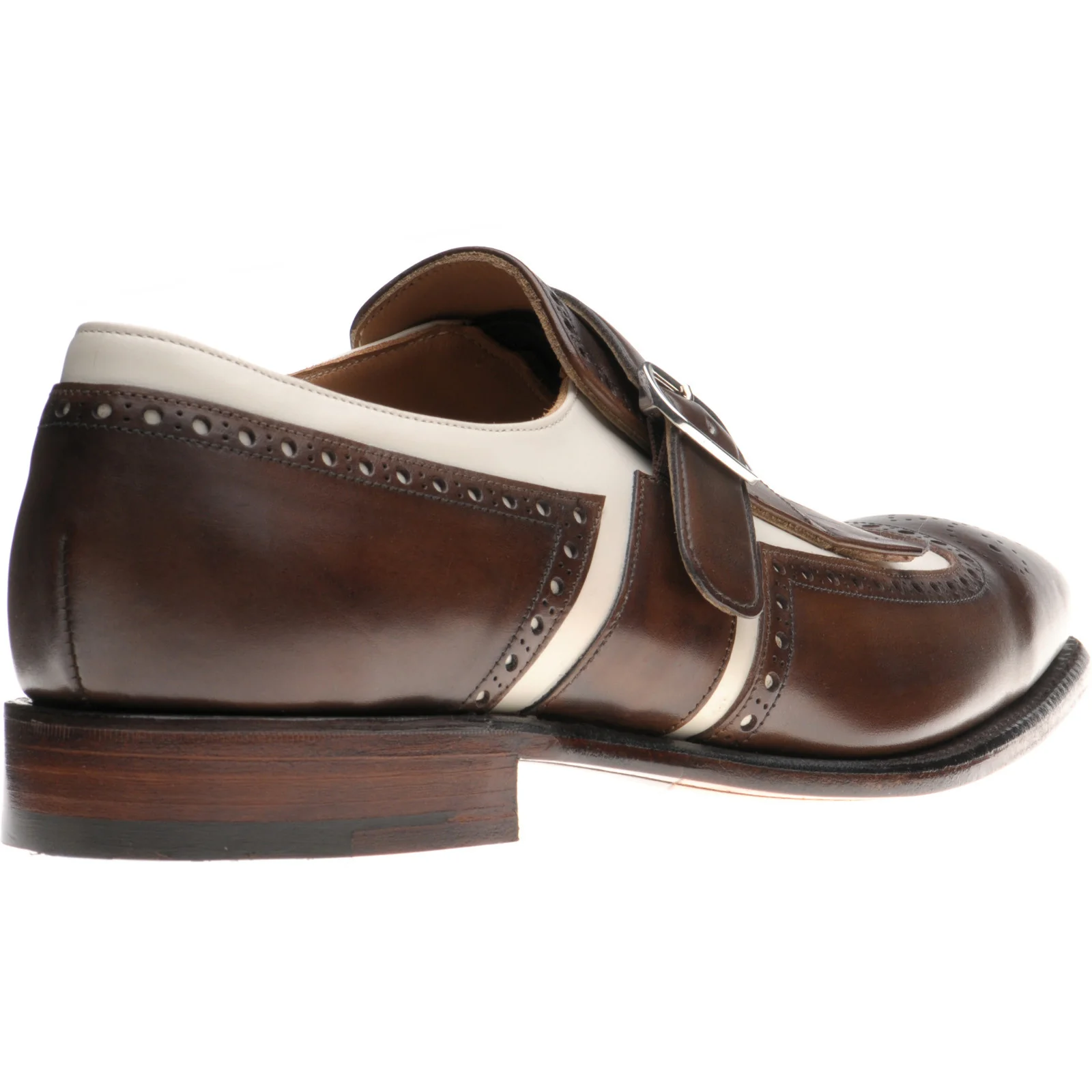 Herring Montpellier mens monk shoes in brown and cream calf - Image 4
