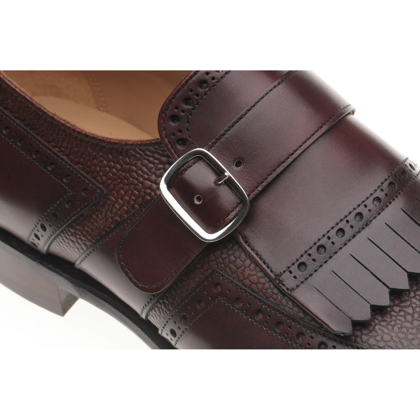 Herring Montpellier mens monk shoes in burgundy calf and grain - Image 5