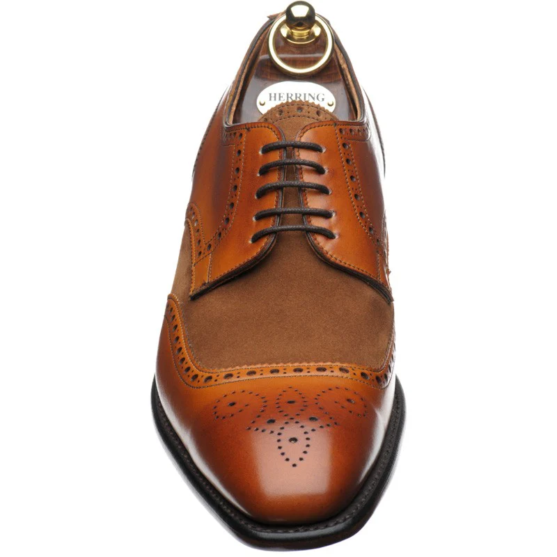 Herring Montreal mens two-tone brogues in chestnut calf and fox suede - Image 2