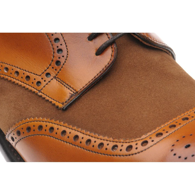 Herring Montreal mens two-tone brogues in chestnut calf and fox suede - Image 4
