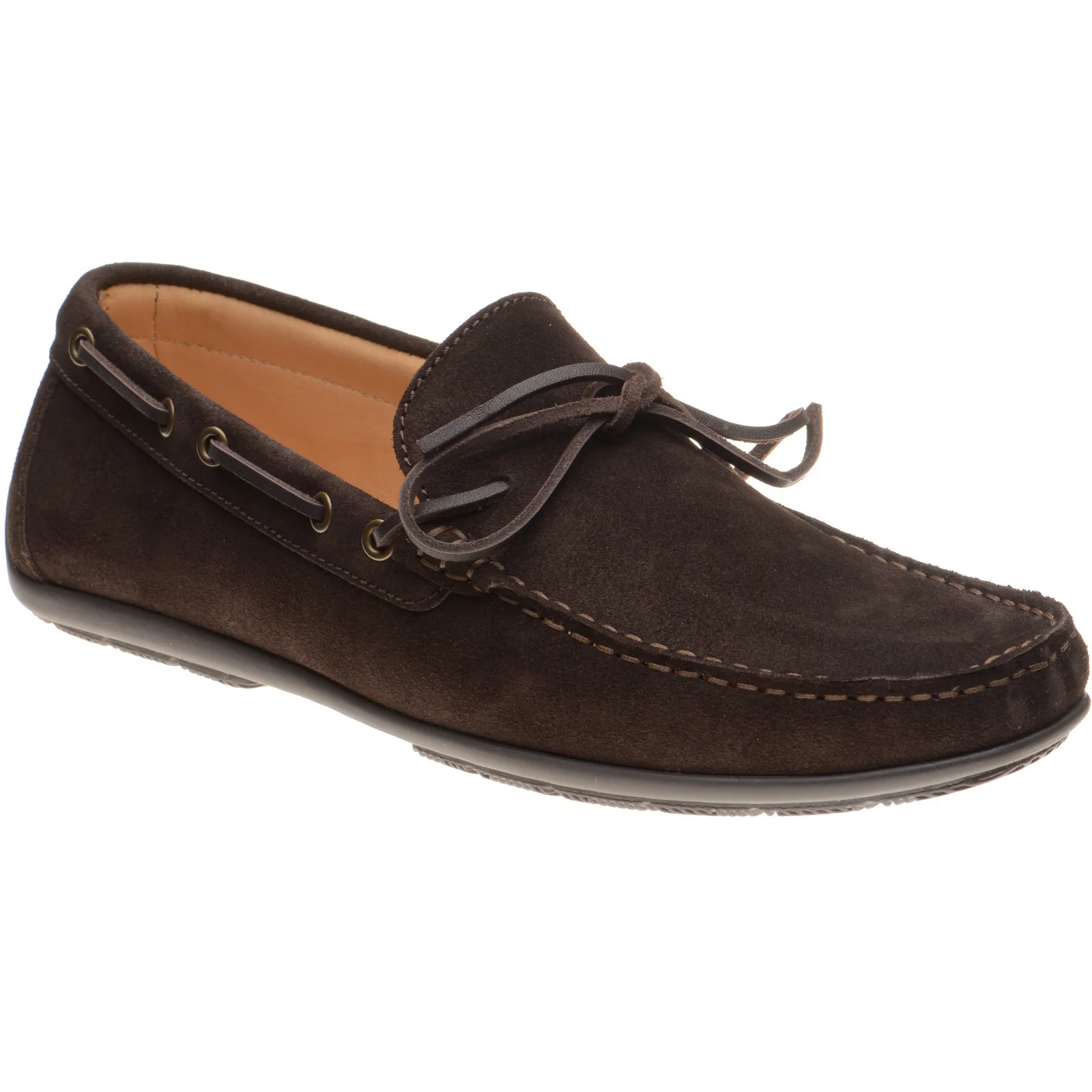 Herring Monza mens rubber-soled driving moccasins in brown suede