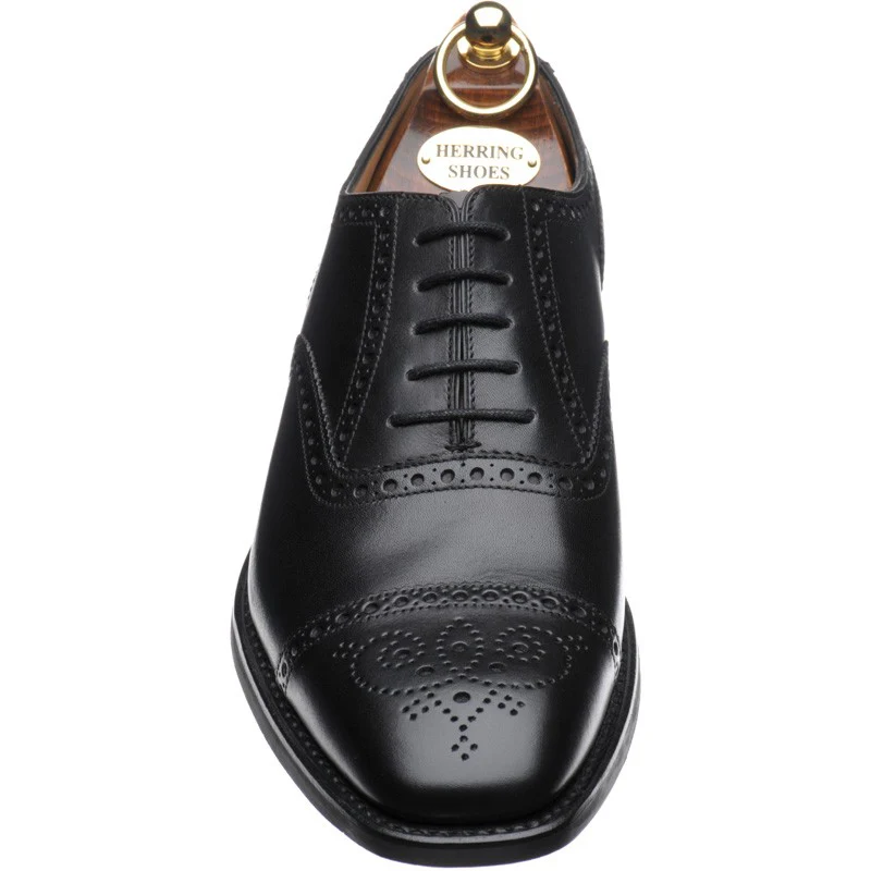 Herring Moorgate mens rubber-soled semi-brogues in black calf (second) - Image 2