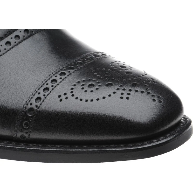 Herring Moorgate mens rubber-soled semi-brogues in black calf (second) - Image 5