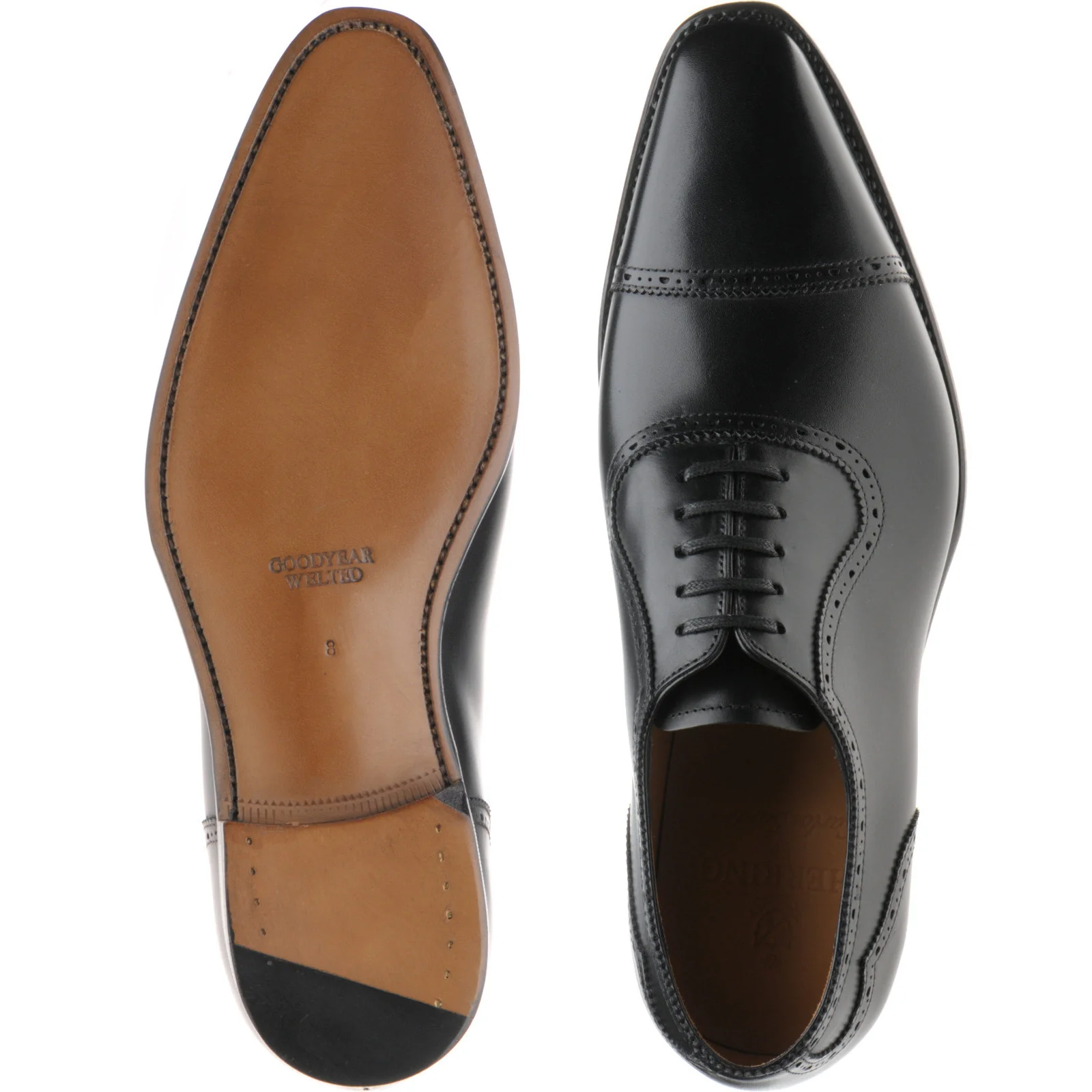 Herring Morecombe mens semi-brogues in black calf - Image 3