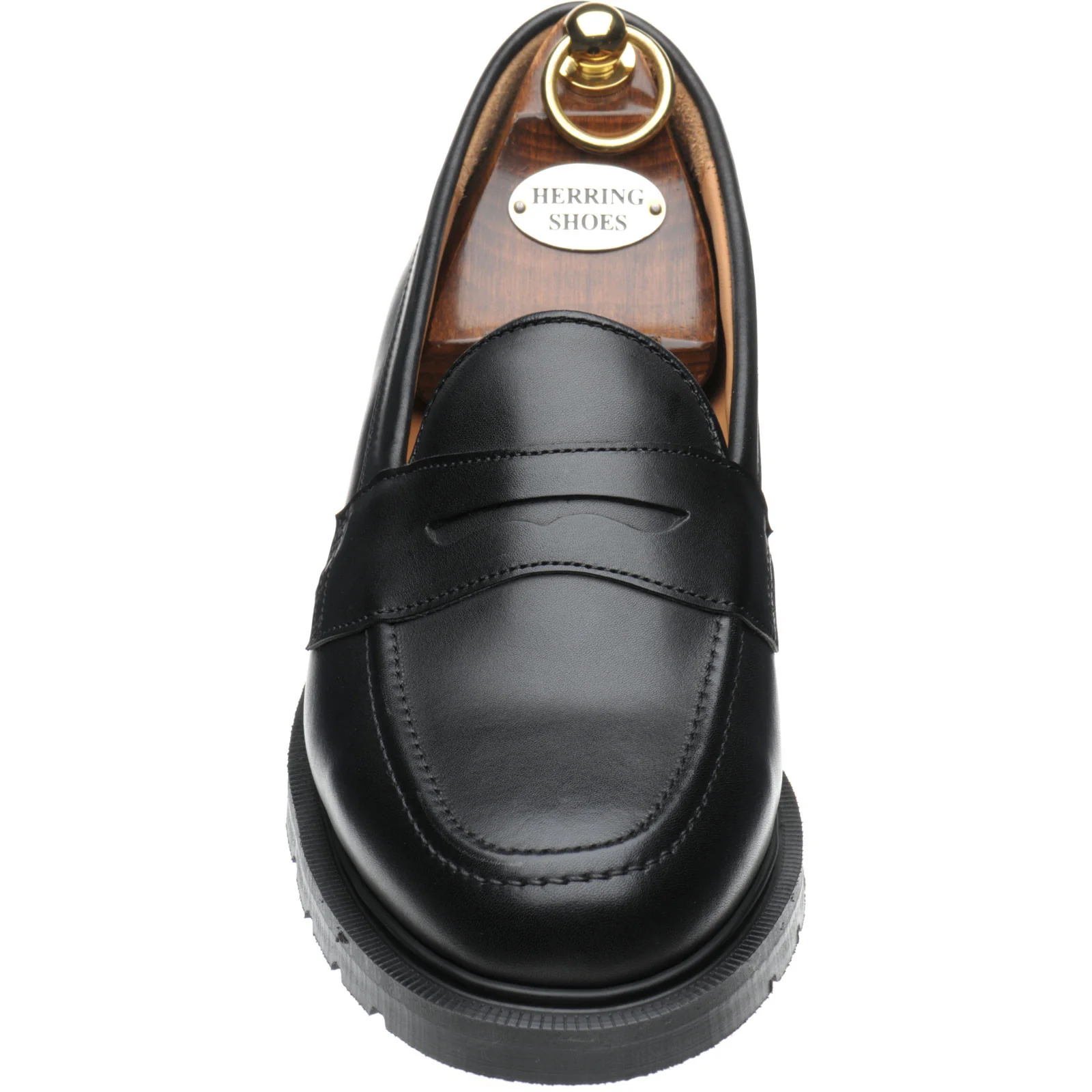 Herring Moulton mens rubber-soled loafers in black calf - Image 2