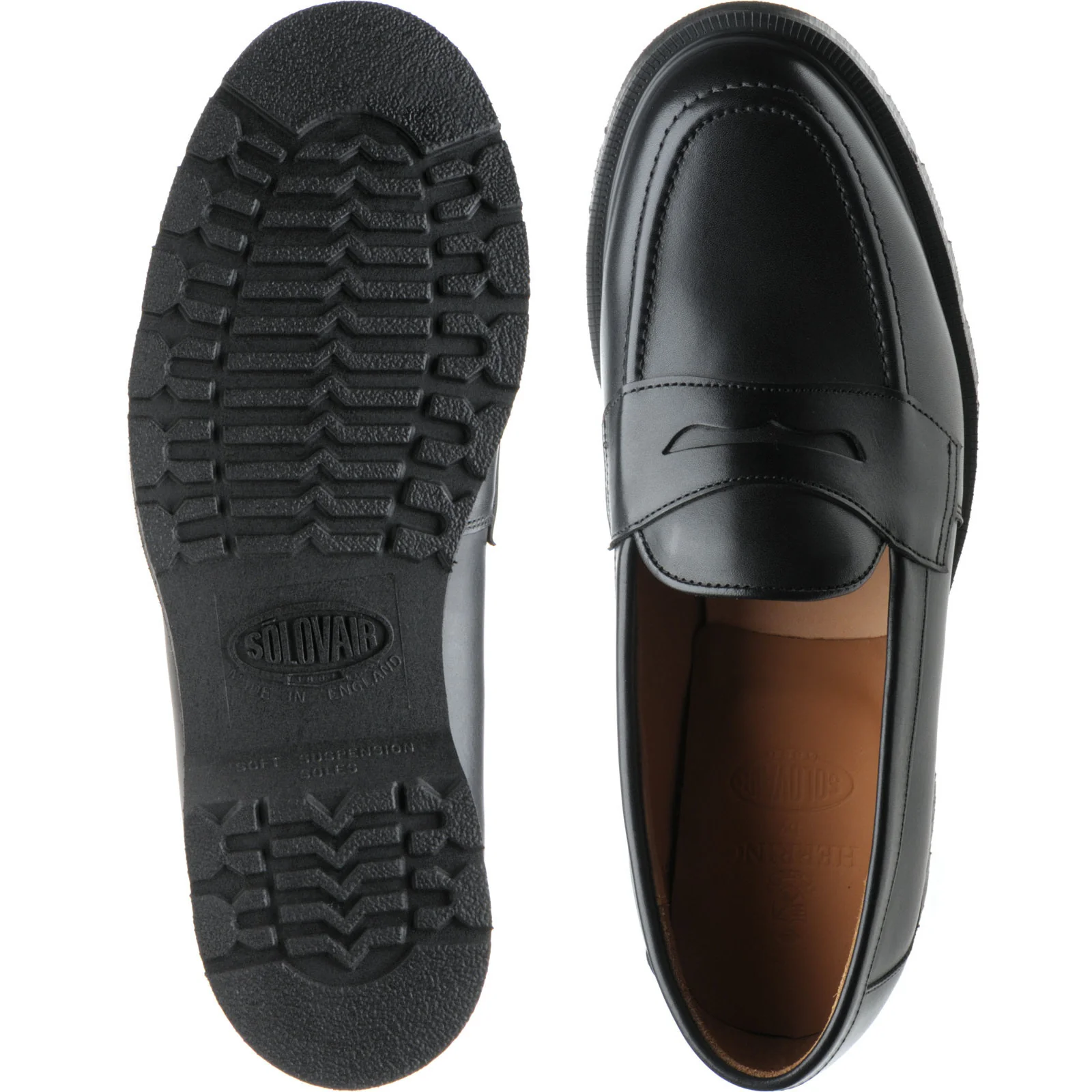 Herring Moulton mens rubber-soled loafers in black calf - Image 3