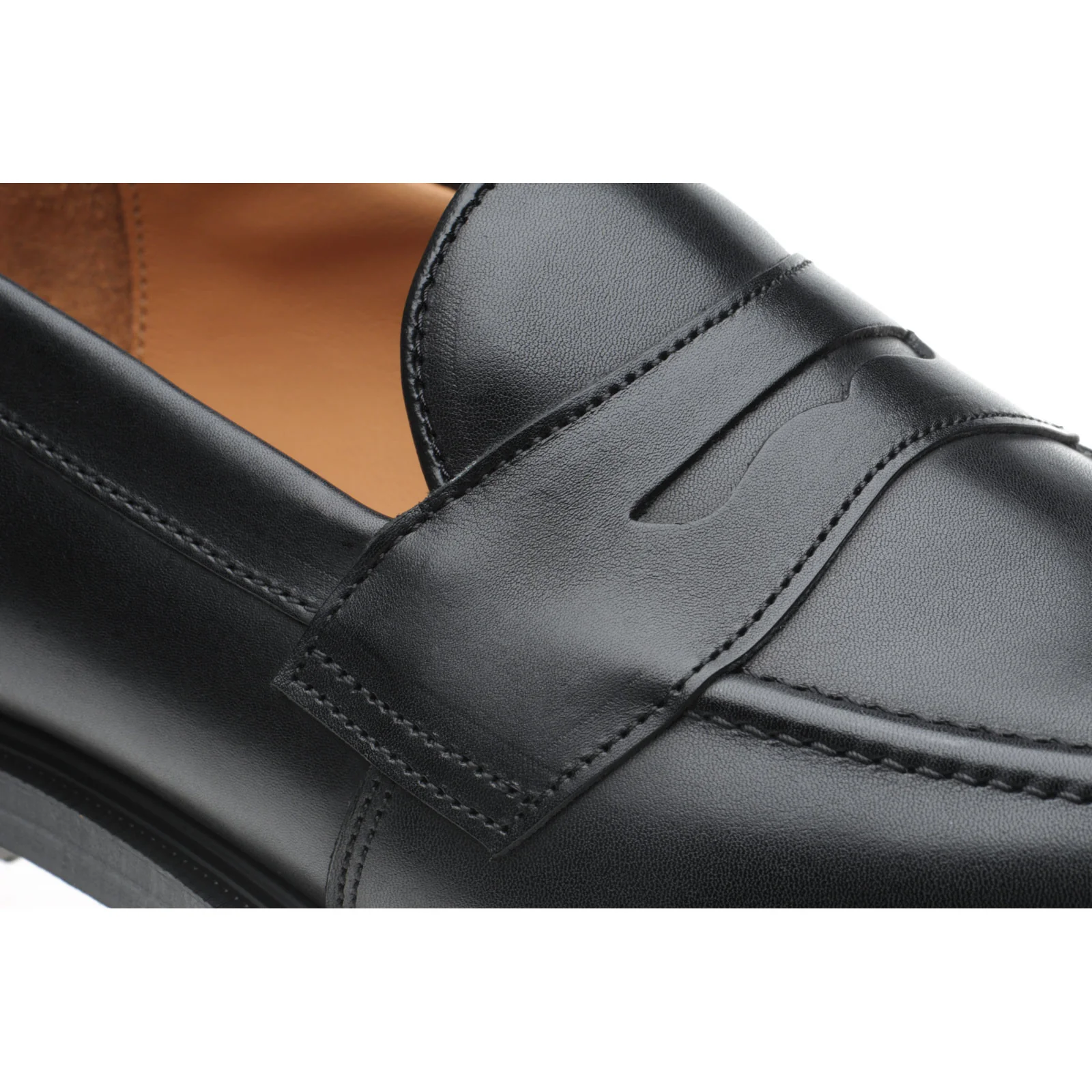 Herring Moulton mens rubber-soled loafers in black calf - Image 4
