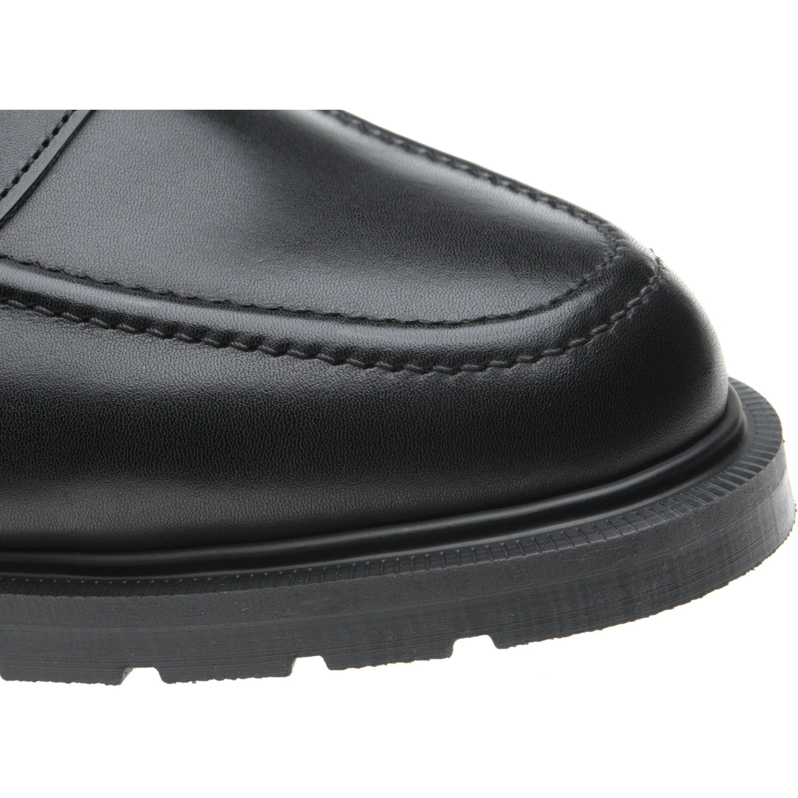 Herring Moulton mens rubber-soled loafers in black calf - Image 5