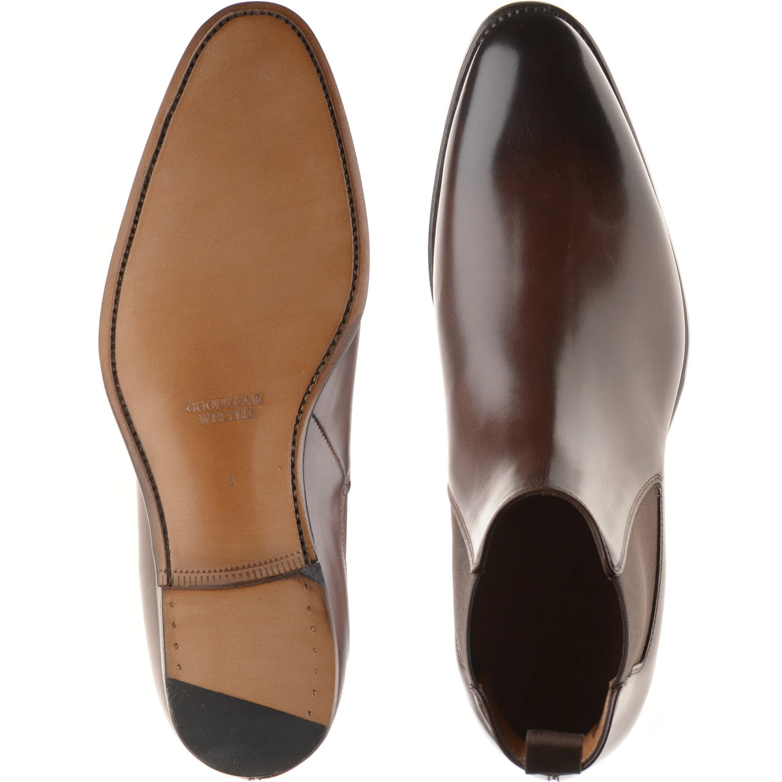 Herring Mountbatten mens Chelsea boots in dark brown calf (second) - Image 3