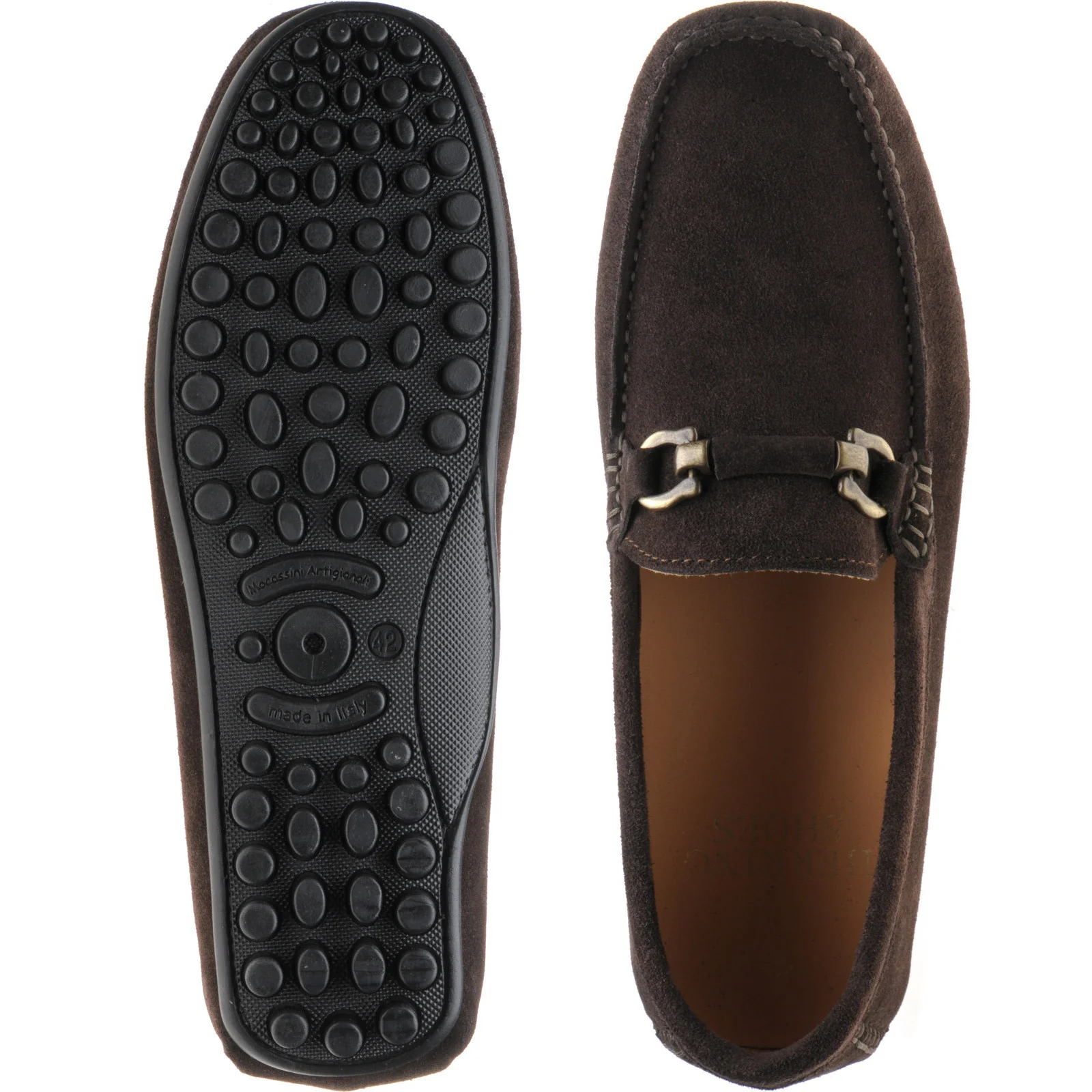 Herring Mugello mens rubber-soled driving moccasins in dark brown suede - Image 3
