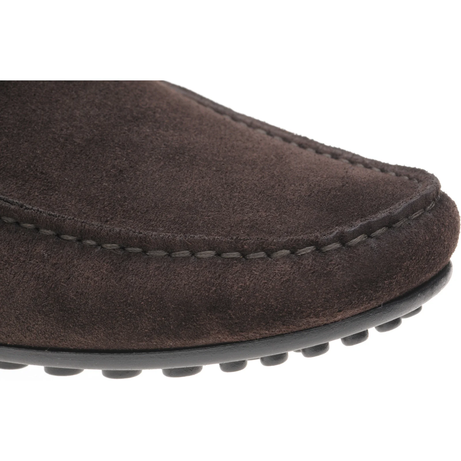 Herring Mugello mens rubber-soled driving moccasins in dark brown suede - Image 5