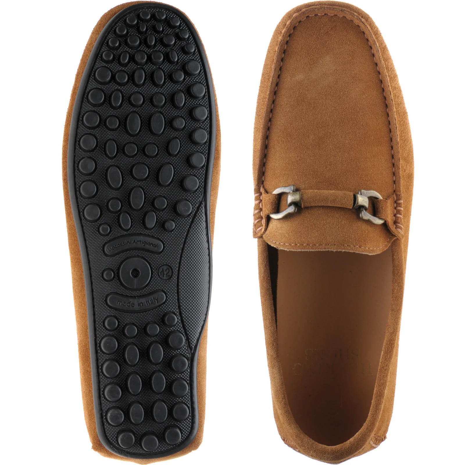 Herring Mugello mens rubber-soled driving moccasins in tan suede - Image 3