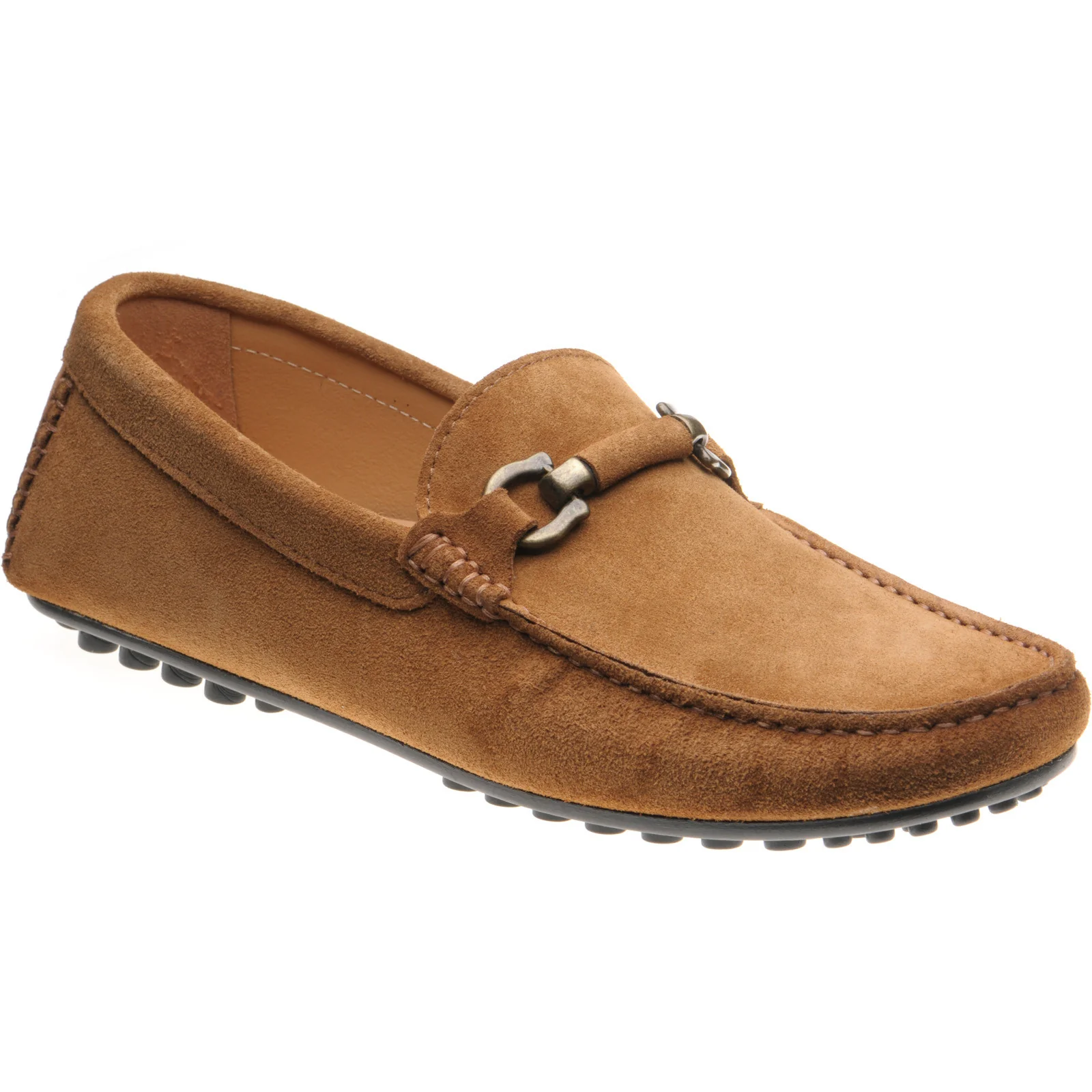 Herring Mugello mens rubber-soled driving moccasins in tan suede (second)