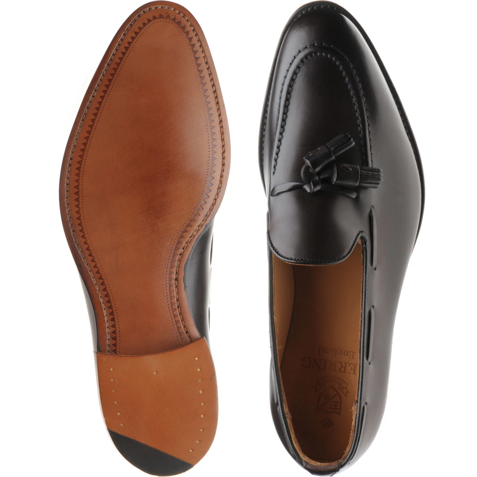 Herring Nene mens tasselled loafers in dark brown calf (second) - Image 3
